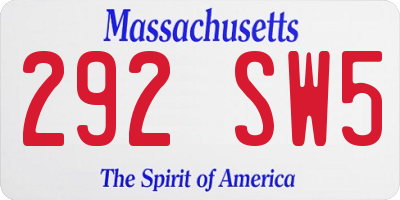 MA license plate 292SW5
