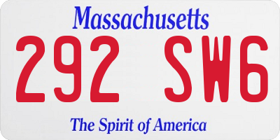 MA license plate 292SW6