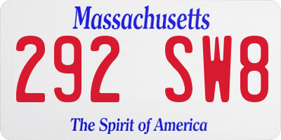 MA license plate 292SW8