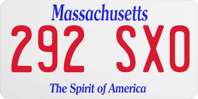 MA license plate 292SX0