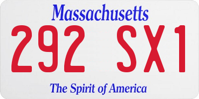 MA license plate 292SX1