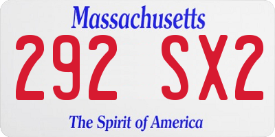 MA license plate 292SX2