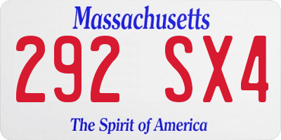 MA license plate 292SX4