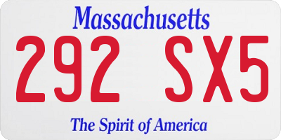 MA license plate 292SX5
