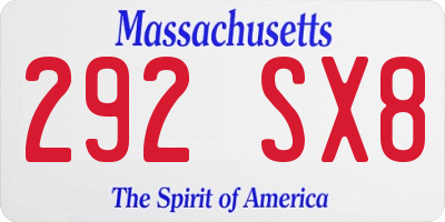 MA license plate 292SX8