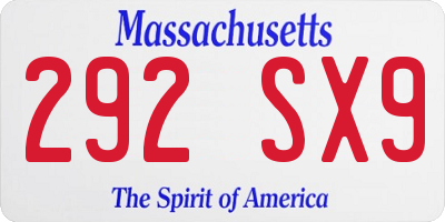 MA license plate 292SX9