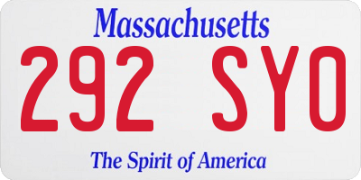 MA license plate 292SY0
