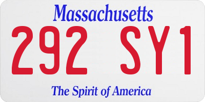 MA license plate 292SY1