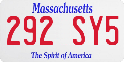 MA license plate 292SY5