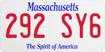 MA license plate 292SY6