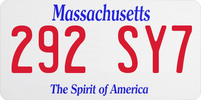 MA license plate 292SY7