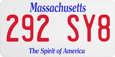 MA license plate 292SY8