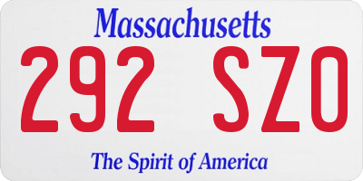 MA license plate 292SZ0