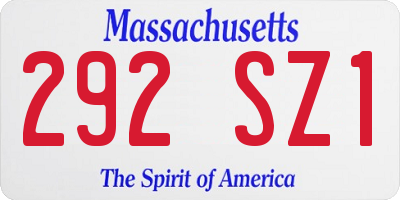MA license plate 292SZ1