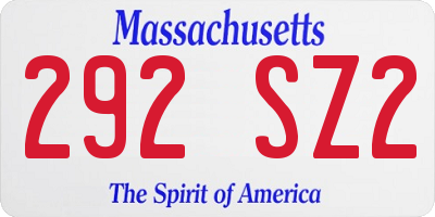 MA license plate 292SZ2
