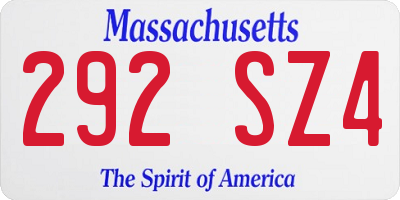 MA license plate 292SZ4