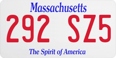 MA license plate 292SZ5