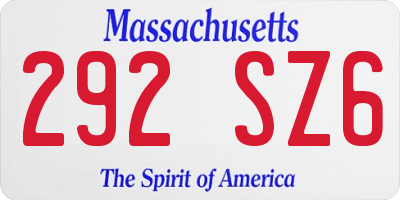 MA license plate 292SZ6