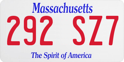 MA license plate 292SZ7
