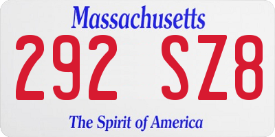 MA license plate 292SZ8