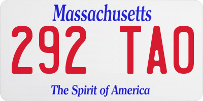 MA license plate 292TA0