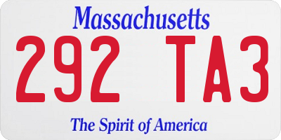 MA license plate 292TA3