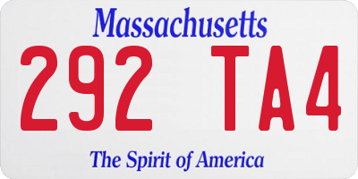 MA license plate 292TA4
