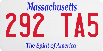 MA license plate 292TA5