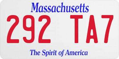 MA license plate 292TA7