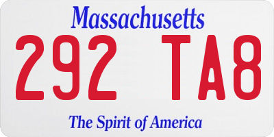 MA license plate 292TA8