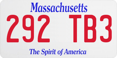 MA license plate 292TB3