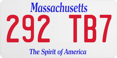 MA license plate 292TB7