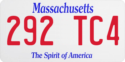 MA license plate 292TC4