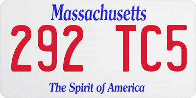MA license plate 292TC5