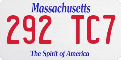 MA license plate 292TC7