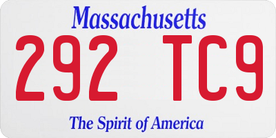 MA license plate 292TC9
