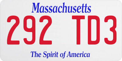 MA license plate 292TD3