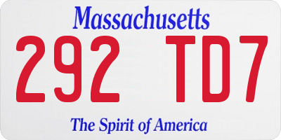MA license plate 292TD7