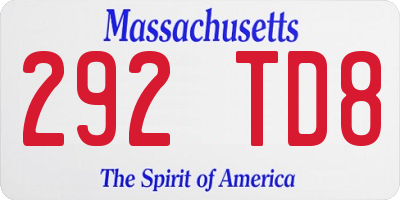 MA license plate 292TD8