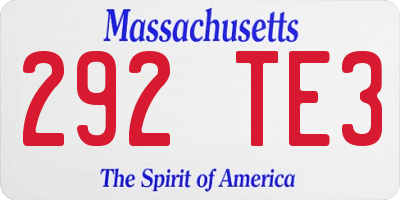 MA license plate 292TE3