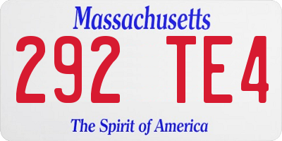 MA license plate 292TE4