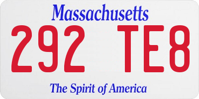 MA license plate 292TE8