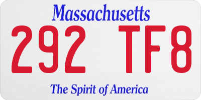 MA license plate 292TF8