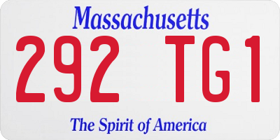 MA license plate 292TG1