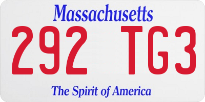 MA license plate 292TG3