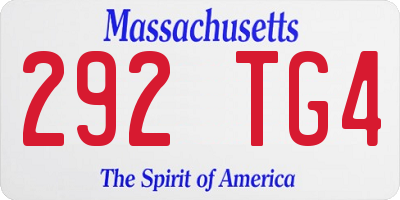 MA license plate 292TG4