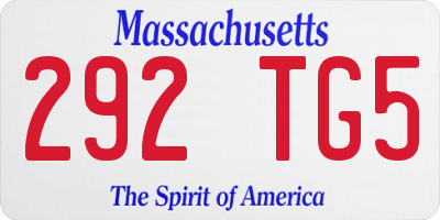 MA license plate 292TG5