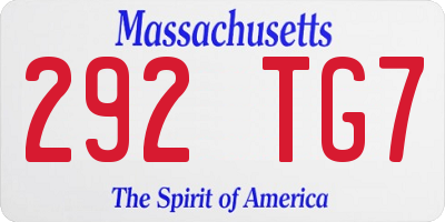 MA license plate 292TG7