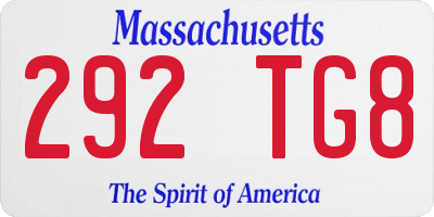 MA license plate 292TG8