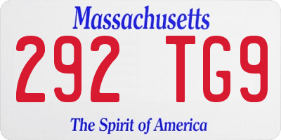 MA license plate 292TG9
